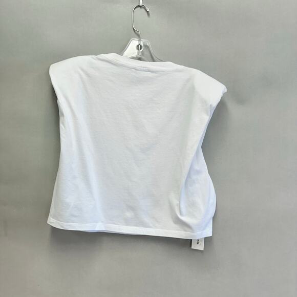 Babaton Shoulder Pad Cropped Muscle Tee in White  Size Large NWT Cotton - Picture 12 of 13